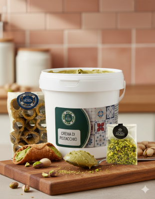 Nutella alla Crema di Pistacchio 1 kg + 12 Cannoli Siciliani & Granella di Pistacchio – Dolce Artigianale Sicilia