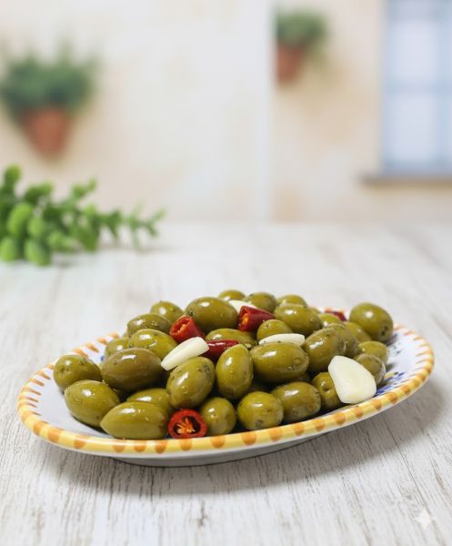Olive verdi schiacciate "Nocellara Etnea" 1 kg.