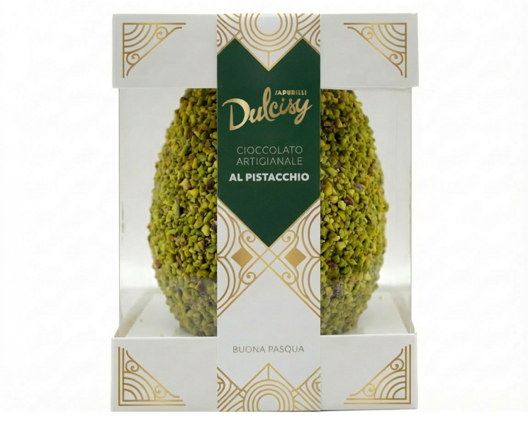Uovo di Pasqua Artigianale Al Pistacchio di Cioccolato con Granella g. 500