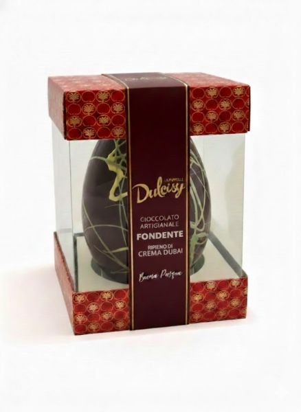 Uovo di Pasqua Artigianale Fondente Ripieno di Crema Dubai g. 500