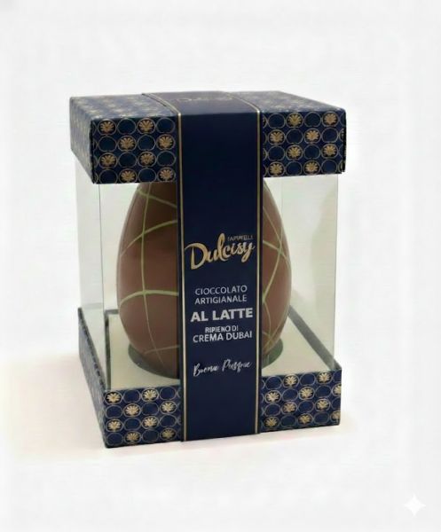 Uovo di Pasqua Artigianale al Latte Ripieno di Crema Nocciola Dubai g. 500